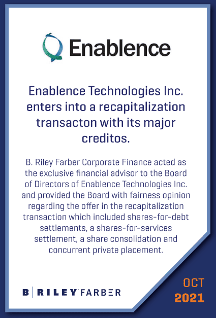 Exclusive Advisor to the Board of Directors of Enablence Technologies Inc.